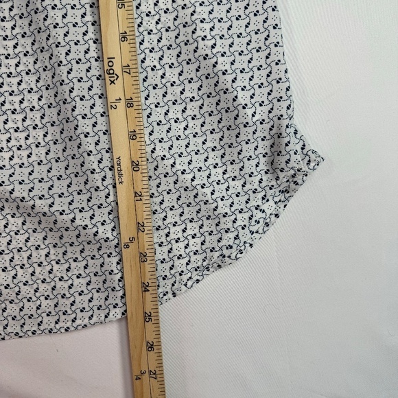 Pleione Nordstrom Short Sleeve Blouse Womens Size XSP White Blue Print - Picture 6 of 7